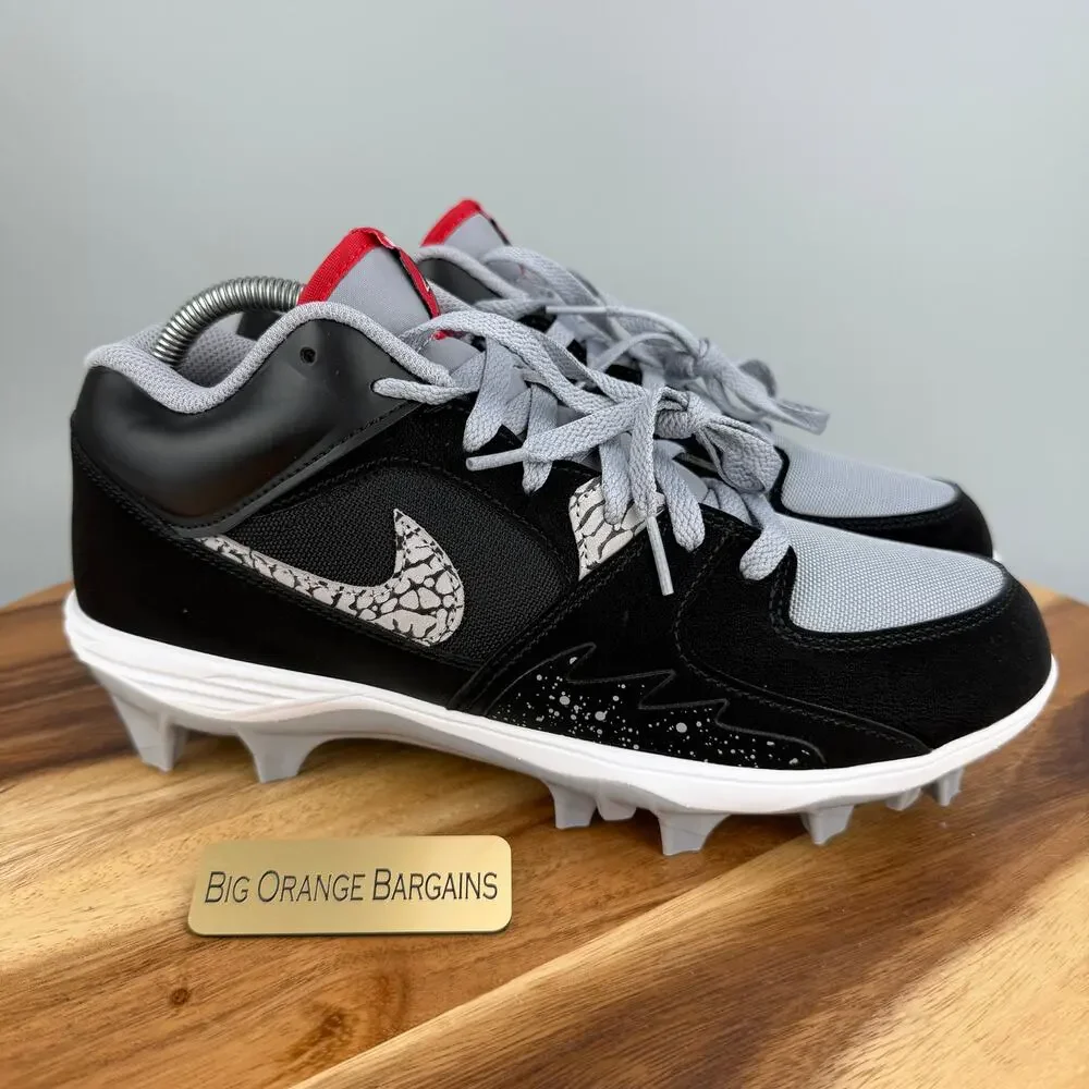Nike Air Jordan Stadium 90 Low TD Black Cement Cleats HQ0210-060 Men's 8 NEW